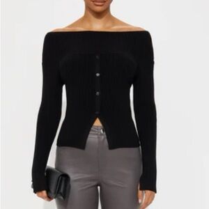 Fashion Nova Black Off-Shoulder Sweater